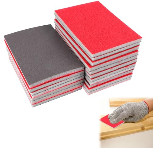 Éponge de Ponçage, Papier Abrasif Sec et Humide, Flexibles Eponge Abrasive, 18 Pièces Éponges à Poncer Grain 180 à 3000, pour Bois, Meubles, Métal, Peinture
