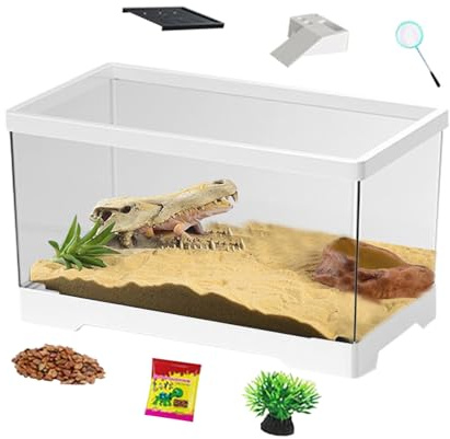 Schildkröten-Habitat-Aquarium – Terrarium-Set mit Bodenentwässerung, One-Gehege | Ideal für Landschildkröten, Einsiedlerkrebse, Fische, Amphibien, Schlangen, Geckos, Chamäleons, Frösche, Reptil
