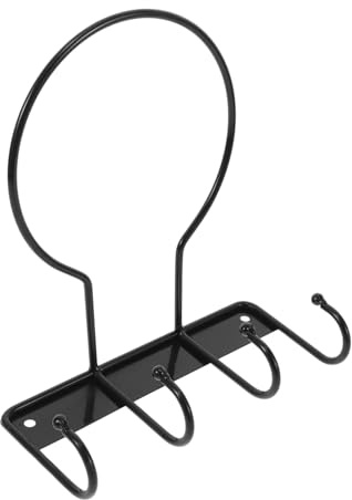 CLISPEED Heavy Duty Wall Mount Ball Rack with Hooks Iron Basketball Soccer Football Holder Organizer for Home Garden Garage Sports Equipment Storage
