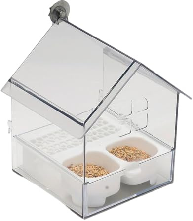 Casas para Pájaros Exterior, Plato De Alimentos para Aves, Plato Transparente De Agua Y Comida con Forma De Bañera para Jilgueros Y Colibríes En Balcón Jardín Terraza