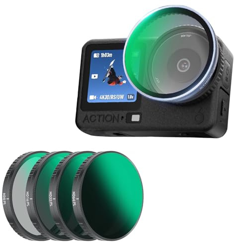 Kamerafilter set för DJI Osmo Action 6, UV/ND8/ND16/ND32/CPL/SVART MIST 1/4 filter för DJI Osmo Action 6 tillbehör, neutral densitet kameralins (UV)