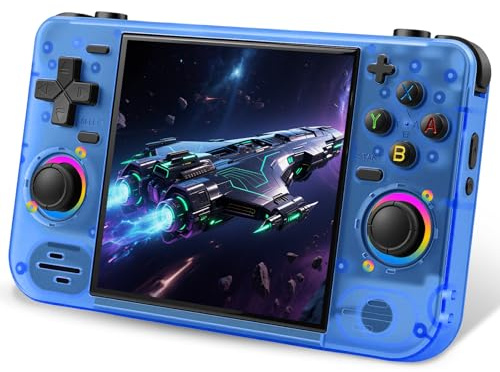 RF40H Handheld Game Console, 4.0 Retro Gaming Console Preloaded 20,000+ Classic Games, Open Source Linux System, Support WiFi Online Play, Portable Pocket Hand Held Video Game (Transparent Blue)