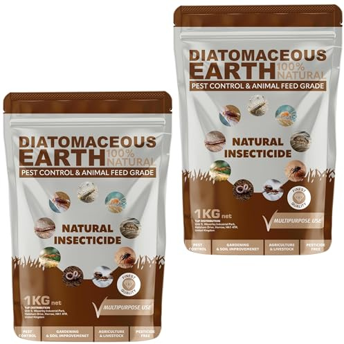Diatomaceous Earth 1kg – DE Grade Pest Control Powder | Natural Insecticide for Bed Bugs, Ants, Fleas, Mites & Crawling Insects (Pack of 2)