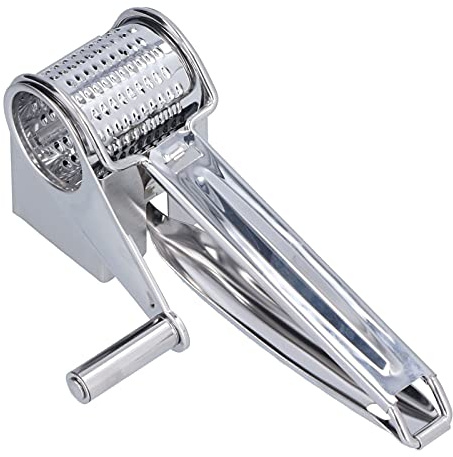 Grattugia per formaggio rotante, ergonomica, portatile, a tamburo singolo, in acciaio inossidabile, grattugia per formaggio, utensile da portatile cucinare pollo e noci.