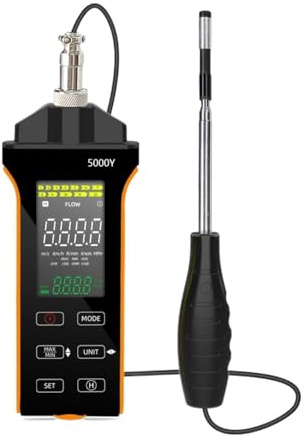 Digital Anemometer, Handheld Hot Wire Anemometer, With Temperature & Airflow Measurement, Retractable Digital, Wind Speed (0.1-30m/s)