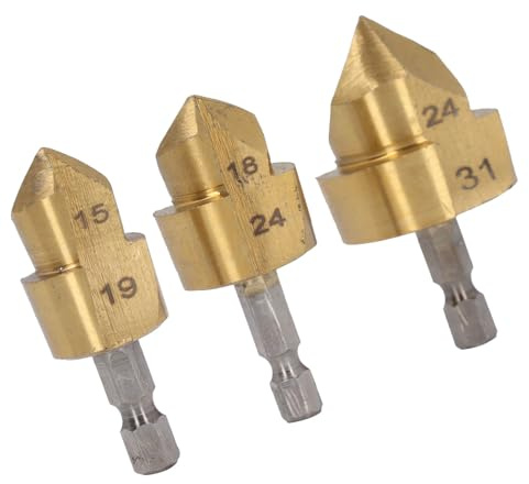 NDNCZDHC 3-teiliges Set PPR-Hebebohrer, HSS-Stufenbohrer, Rohrlochöffner, Klinge mit 15–19 mm, 18 x 24 mm und 24–31 mm Durchmesser