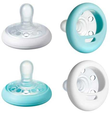 Tommee Tippee Closer to Nature Schnuller, BPA-frei, brustähnliche Form, Weiß & Eisblau, 6-18 Monate, 4 Stück