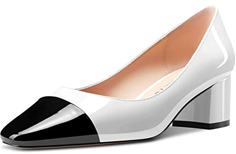 Castamere Femmes Mi Bloc Chunky Talon Heel Carré Bout Slip-on Escarpins Bureau Décontracté 5 CM Heels