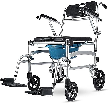 Ywanwj Silla Ducha Wc Con Ruedas Y Pies Abatibles, Silla Con Inodoro Incorporado Silla Wc Portátil Para Personas Mayores Silla De Baño Geriatrica Asiento Ergonómico Reposapiés Antideslizantes