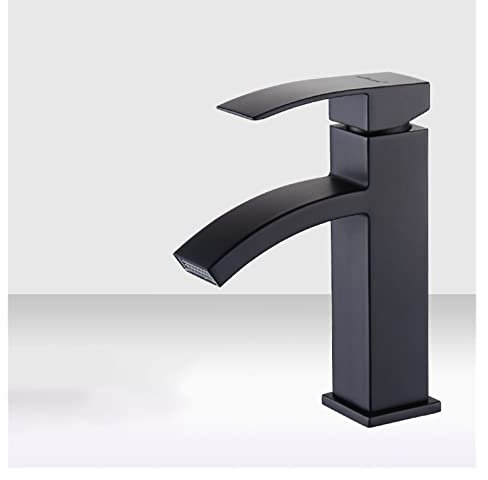 CZDIQXVF Waterfall Black Higher Basin Wash Basin Bathroom Cabinet Faucet Bathroom Nordic Black Paint Single Hole Faucet 3310