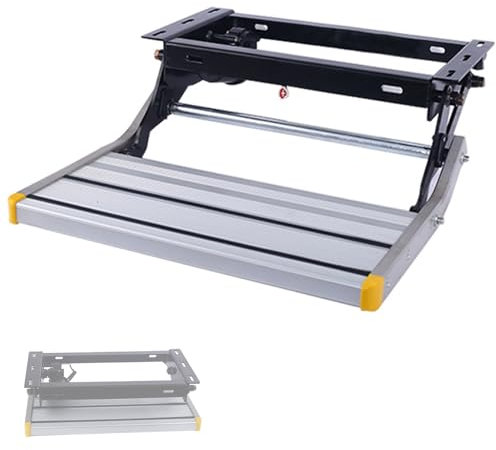 Marchepieds pour camping-car, marchepieds électriques automatiques pour camping-car, 200 kg/440 lb, marchepieds antidérapants, pour camping-car, caravane, camping-car, caravane (couleur : argent - 2