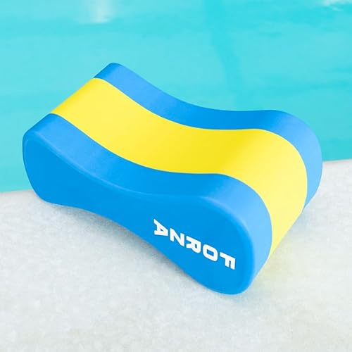 FORZA Swimming Pull Buoys | Durable and Lightweight EVA Foam for Upper Body Swim Training Skill Levels (Blue & Yellow, Pack of 1)