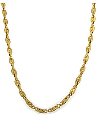 Halskette Kaffeebohnenkette 18kt vergoldet 5,5mm Länge 55cm, Herren-Kette Goldkette Damen Geschenk Schmuck ab Fabrik Tendenze-Italy
