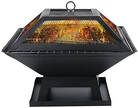 ZJFHEYUO Feuerstelle für den Außenbereich, Terrassenofen, flammhemmender Grill, Kamin, Terrassenofen aus Stahl, Feuerschale, Holzofen