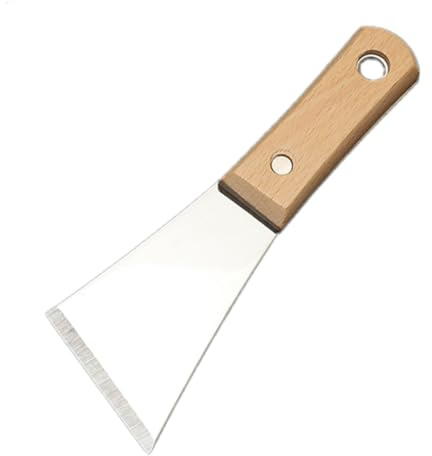 Hemobllo Coupe-mastic En Acier Inoxydable Poli Manche En Bois Massif, Grattoir à Lame Inclinée, Outil De Truelle Portable Pour Décoration Maison, Nettoyage Et Enlèvement De Colle,