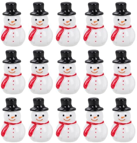 Veemoon 30 Stück Mini-schneemannfiguren, Weihnachtsschneemann aus Kunstharz mit Hut, DIY-puppenhauszubehör für Weihnachten, Geburtstag, Hochzeit, Tischdekoration – Schwarz