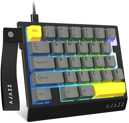 AJAZZ AK029 Clavier de Jeu Filaire 29 Touches à Une Main,Taux d'Interrogation 8000Hz,Interrupteurs Magnétiques RT 0.01 mm Hotswap,5 Couches Réductrices de Bruit,RVB Coloré,Pilote en Ligne-Noir