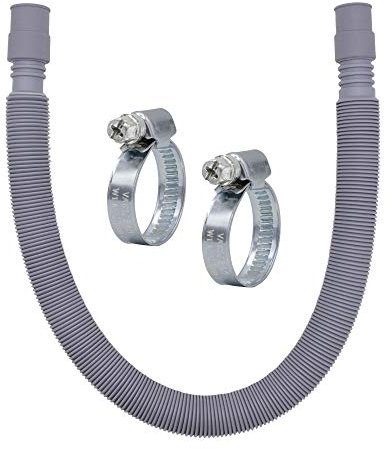 VARIOSAN Manguera de desagüe 11312, 60-200 cm, extensible, 3/4, incluye abrazaderas, para lavadora y lavavajillas