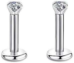 Candyfancy 16G/1.2MM Helix Tragus Piercing Ohr Lip Labret 2/3/4MM Kubikzirconia Gem Ohrschmuck Kristall Knorpel Ohrstecker Zirkonia Ohrringe für Damen Mädchen