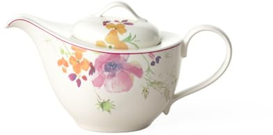Villeroy & Boch - Mariefleur Tekanna 620 ml färgglad, diskmaskinssäker, mikrovågsugnssäker, kaffekanna, kanna med lock, porslinskanna, blomsele, premium porslin