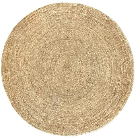 HAMID - Tappeto in Juta Alhambra, 100% Fibra di Iuta Naturale, Tappeto Morbido e ad Alta Resistenza, Tessuto a Mano, Soggiorno, Camera da Letto, Tappeto Corridoio, Naturale (150x150cm)