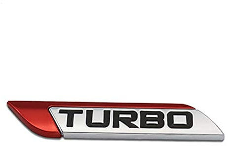 3D Metal TURBO Turbocharged Car sticker Logo Emblem Badge Sticker Decals Car Styling DIY Decoration Accessories (Red)