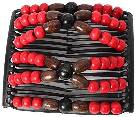 JUSTFOX - Trend African Hairclip Haarklammer Haarkamm Blüten Holzdesign Butterfly Rot Braun Schwarz