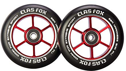 CLAS FOX Pro Stunt Scooter Rollen Roller Räder Wheels 100mm EIN Paar mit ABEC-9 Kugellager CNC Metallkern Graviti (2 stücke) (Rot)