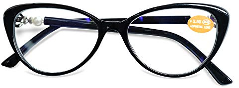 KOOSUFA Lesebrille Katzenaugen Damen Vintage Mode Cateye Hornbrille Lesehilfen Sehhilfe Retro Designer Vollrandbrille mit Stärke 1.0 1.5 2.0 2.5 3.0 3.5 (Schwarz, 1.5)