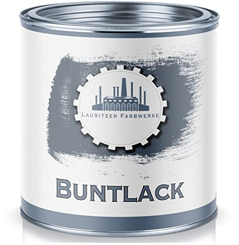 Metall und Holz lack Buntlack SEIDENMATT 2in1 Graublau RAL 5008 Blau Grundierung+Lack für Innen & Außen Decklack - besonders robust & schnelltrocknend - Lausitzer Farbwerke (2,5 L)