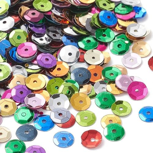 Angel Malone 15g (±) 1200 pcs. 6-7mm in Diameter Premium Quality Cup Sequins DIY Arts Crafts Making - UK Seller (Rainbow Mix)