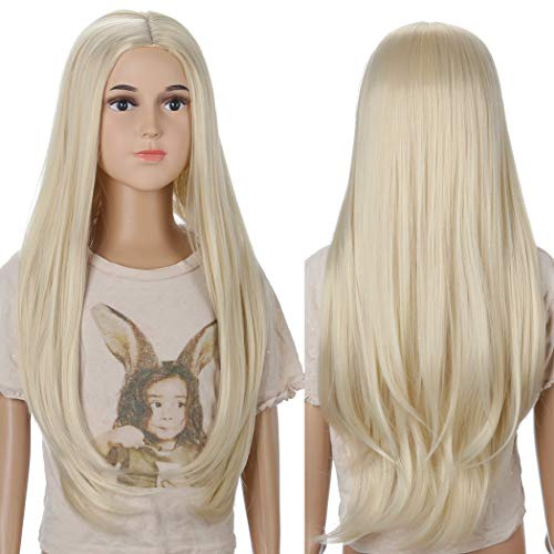 Kinder Lange Blonde Prinzessin Perücke -TANTAKO Kinder Halloween Kostüm blonde Perücken synthetische Kostüm Perücken