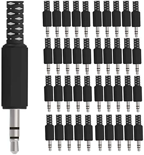 RUNCCI-YUN 40Stück TRS Mono-Stecker,3,5 mm 3 Polig Löten Stecker,3,5 mm Löten Audio Stecker, Löten Video Stecker,Klinkenstecker Stereo für Kopfhörer und Headset