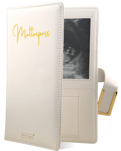 MAHEWA® Custodia per libretto di maternità in finta pelle | Organizer per libretto di maternità | Custodia protettiva unisex | Cartellina per libretto di maternità | colore crema
