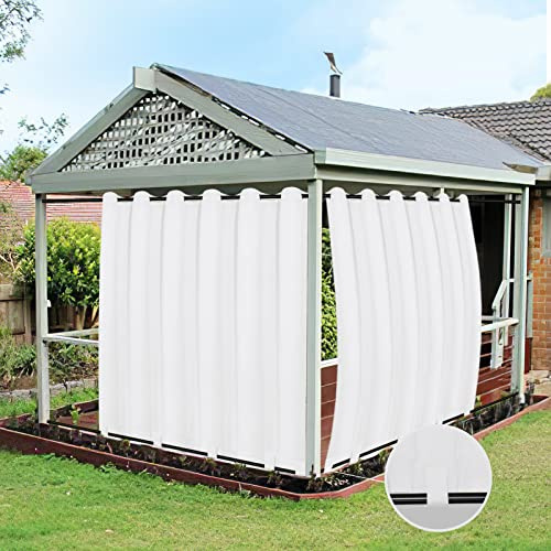 Easy-Going Outdoor-Vorhänge, wasserdicht, Winddicht, wetterfest, für Terrasse, Cabana, Veranda, Pergola und Pavillon, Ösen Oben und Schlaufen unten, 1 Paneel, 279,4 x 304,8 cm, Weiß