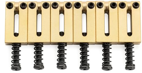 Musiclily Ultra 10,5mm Moderner Messing Saitenreiter Saddles Gold 6er Set | Moderner, für Strat/Tele Style E-Gitarre
