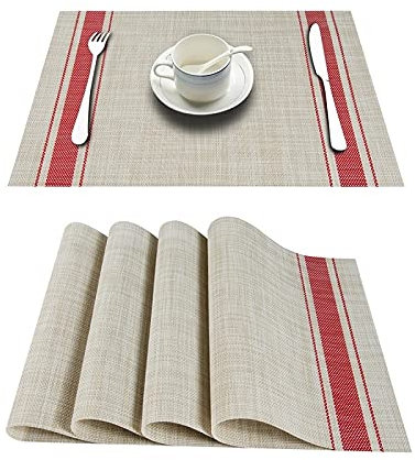 Manteles individuales para mesa de comedor Conjunto de 4 CLORURO DE POLIVINILO Placemats lavables for mesa de mesa MAT MATETEMAT Set en Accesorios de cocina Copa de vino Coaster Decoración de Mesa