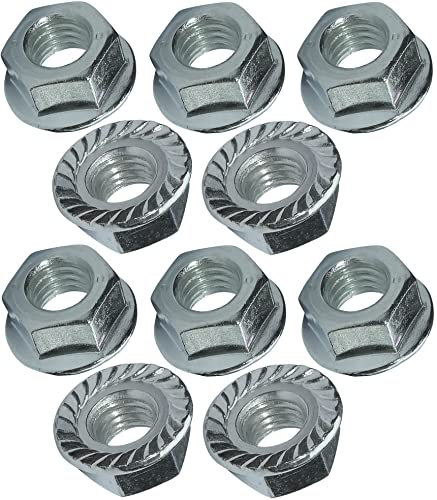 AERZETIX - C49644 - Set di 10 dadi esagonali con flangia/base dentata M8 Ø esterno 17mm - in acciaio al carbonio - controdado autobloccante