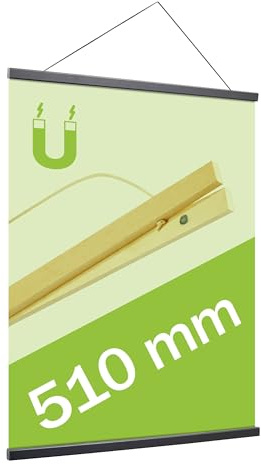 SPRINTIS Posterleiste 51 cm, holz, schwarz, magnetische Posterschiene im DIN B2 Format, Poster Aufhänger als gestalterisches Element