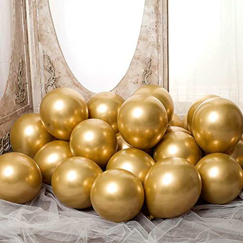 Ainmto 50 Stück 12 Zoll Luftballons Metallic Golden Helium Ballons für Geburtstag, Hochzeiten