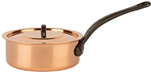 Cuisine Romefort | Kupfersauteuse verzinnt mit Gusseisengriff und Deckel Ø 16 cm | traditionelle Schmorpfanne aus massivem Kupfer | Pfanne aus Frankreich mit hohem Rand (16 cm)