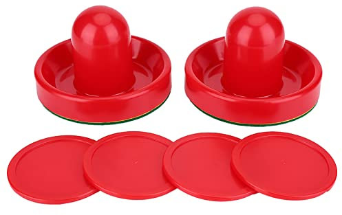 2 Stück Air Hockey Pusher und 4 Stück rote Pucks,Air Hockey Pusher und Puck Ersatzzubehör, Torgriffe, Paddel, Ersatzzubehör für Spieltische(S-60mm)