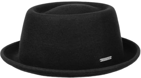 Stetson Uni Pork Pie Wollhut Klassischer Filzhut Metall-Emblem Faltbar Wasserabweisend Herren Damen Ganzjährig