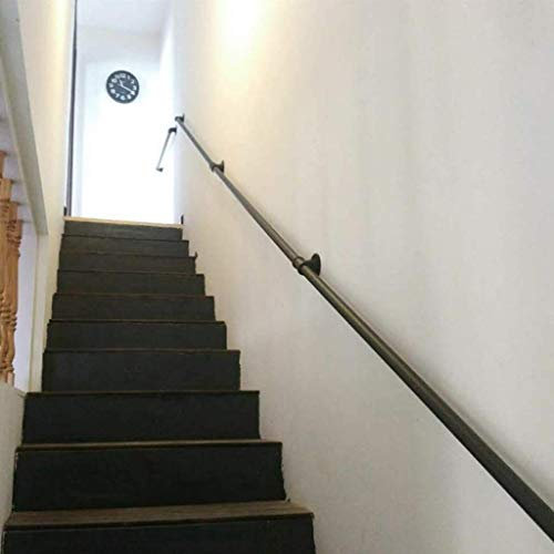 Pasamanos para escaleras (30 cm-600 cm), pasamanos de tubería/barandilla de hierro forjado, estilo industrial, pasillo interior y exterior, pasillo de pared para ancianos (tamaño: 160 cm)