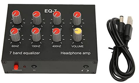 Equalizzatore a 7 Bande, Ingresso da 3,5 Mm Equalizzatore per Auto Amplificatore Auricolare Ingresso Uscita 12dB Regolazione dei Bassi Alti Equalizzatore Digitale a Doppio