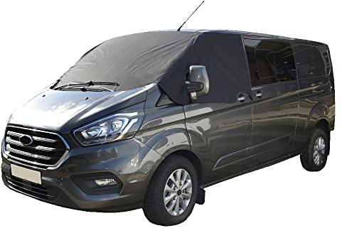 UK Custom Covers Passend für Ford Transit Custom Active (ab 2013) Luxus-Frontscheibenabdeckung, schwarz, SW316BLACKAD35