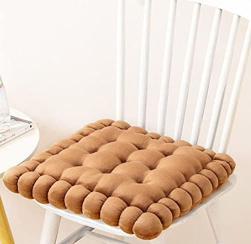 Biscuit Shaped Meditation Kissen Sitzkissen Round Cookie Chair Pad Square Floor Pillow Cushion für Stuhl Wohnzimmer Balkon Büro Sofa Yoga（40cm） (quadratisch, braun)