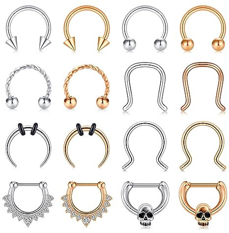 Zolure 16G Septum Piercing 8mm Hufeisen Nasenpiercing Augenbraue Lippe Earring Tragus Helix Knorpel Daith Conch