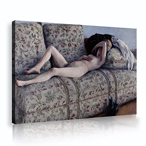 LEFEDA Akt auf einer Couch druckt auf Leinwand Wandkunst von Gustave Caillebotte Berühmte klassische Gemälde Ästhetisches Kunstwerk für Schlafzimmer Wohnkultur 70x100cm Innenrahmen