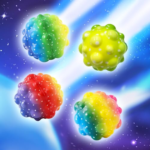 Ycaaeo 4 Stück Moon Ball, Moon Springender Globe Mehrfarbig Space Sprungball, Mini Gummiball für Kinder Astro Sprungball Geeignet für Erwachsene Kinder Zum Stressabbau Geeignet für Innen und Außen